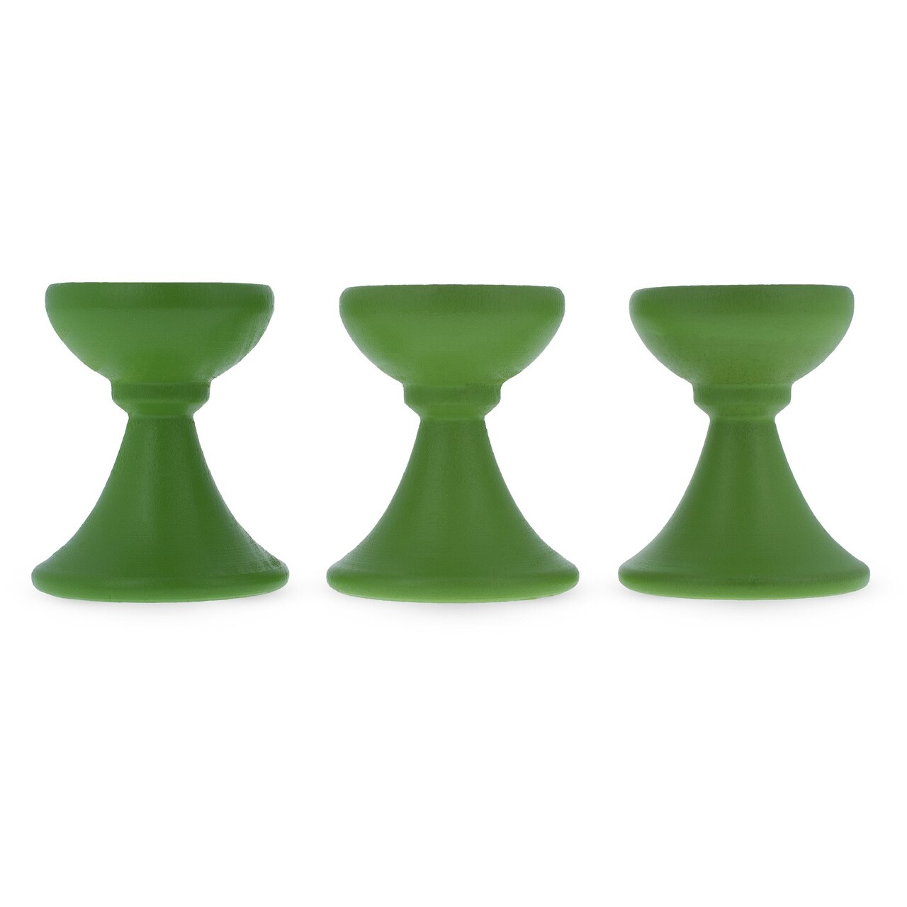 Set of 3 Lime Green Wooden Egg Stands Holders Displays 1.4 Inches